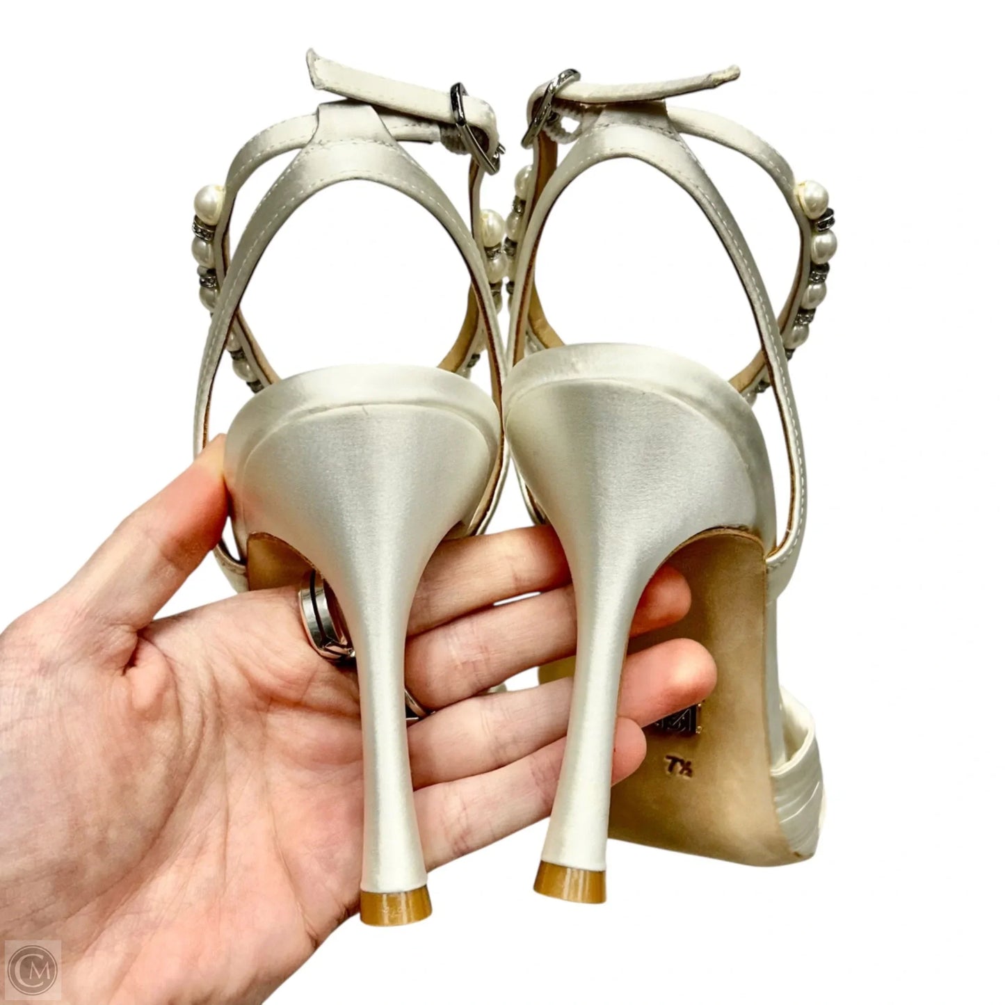 Shoes Heels Block By Badgley Mischka In Ivory, Size: 7.5