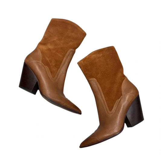 Boots Mid-calf Heels By Vince Camuto In Tan, Size: 7.5