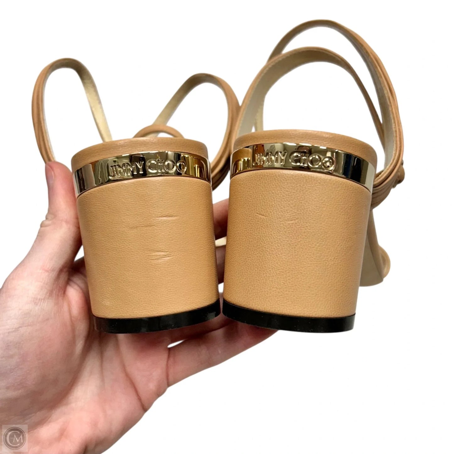 Sandals Luxury Designer By Jimmy Choo In Beige, Size: 8