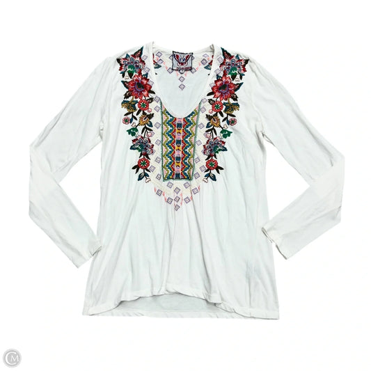 Top Long Sleeve By Johnny Was In White, Size: M
