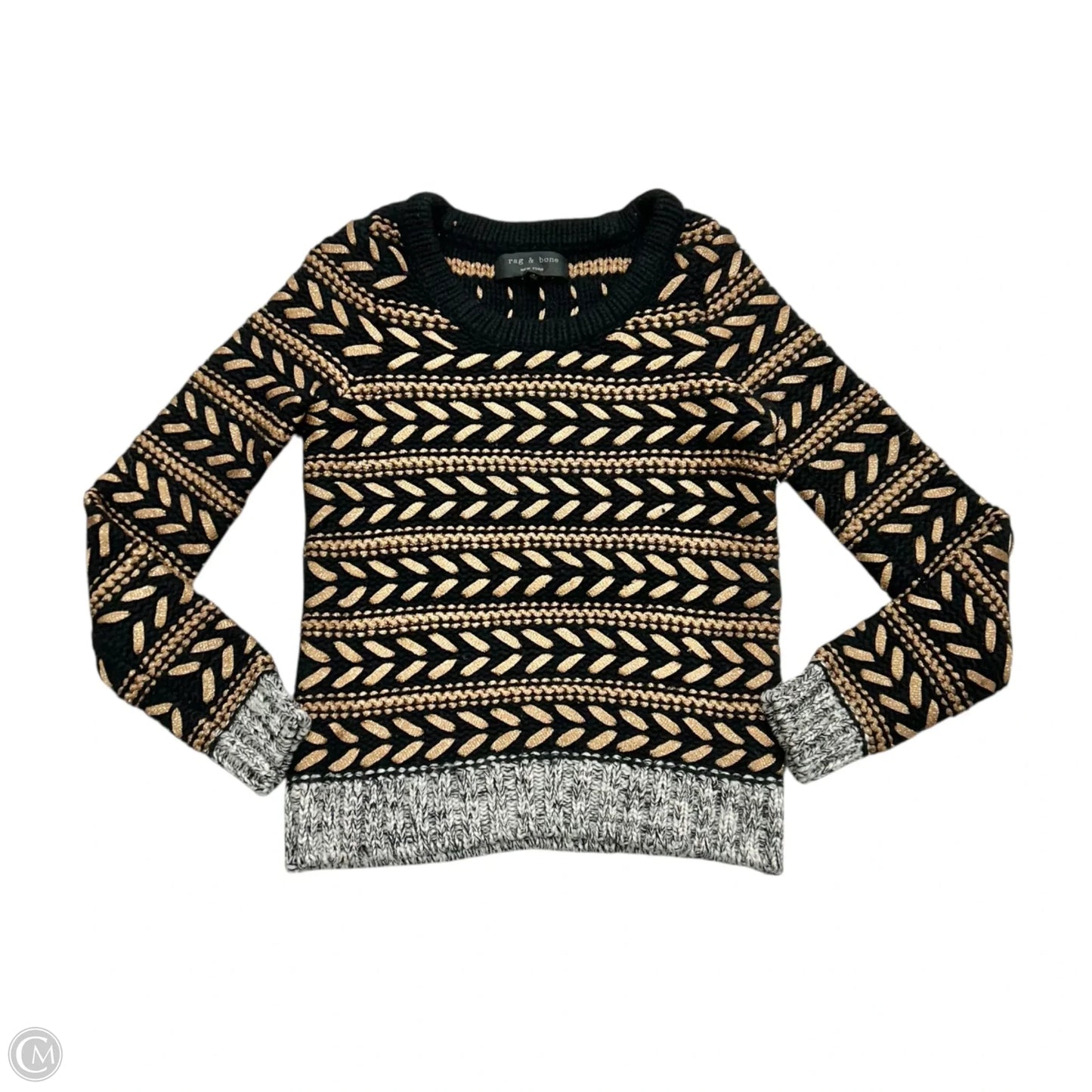 Sweater By Rag And Bone In Black & Gold, Size: Xs