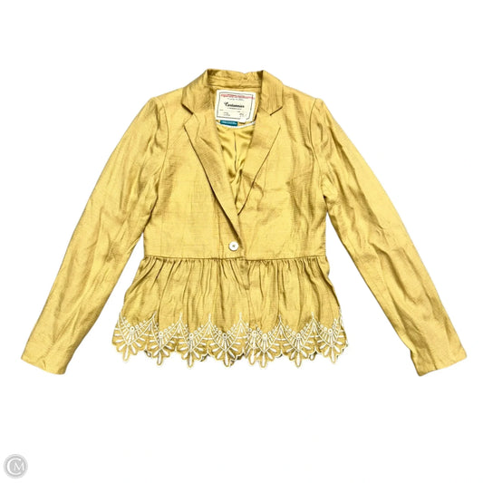 Blazer By Anthropologie In White & Yellow, Size: S