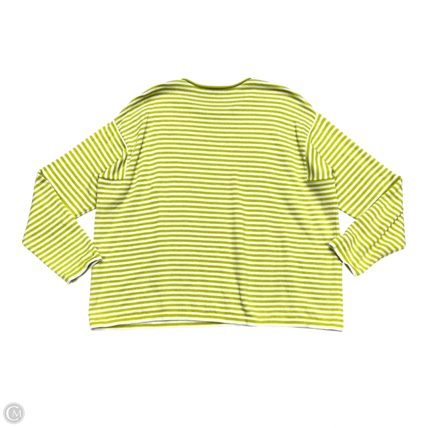 Sweater By Eileen Fisher In Green & White, Size: L