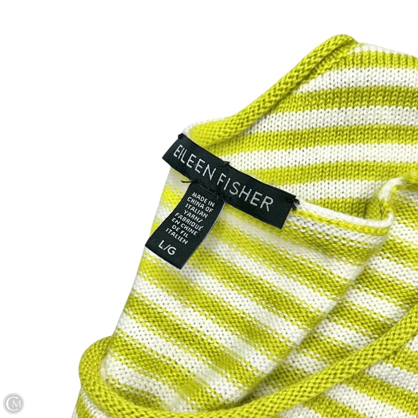 Sweater By Eileen Fisher In Green & White, Size: L