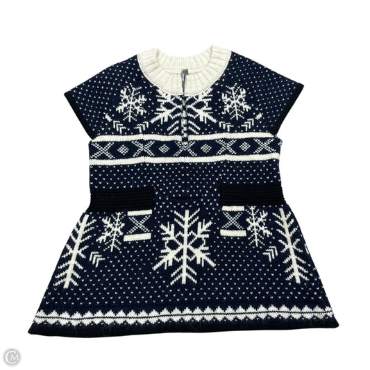 Sweater Short Sleeve By Anthropologie In Blue & Cream, Size: S