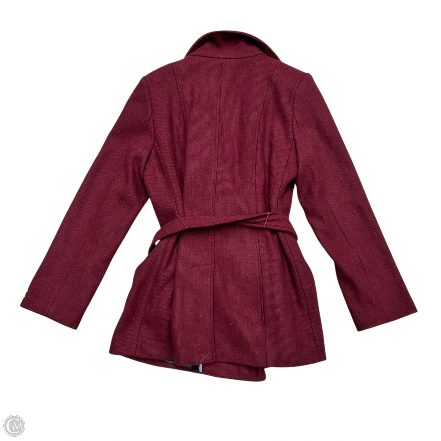 Coat Peacoat By Calvin Klein In Maroon, Size: L