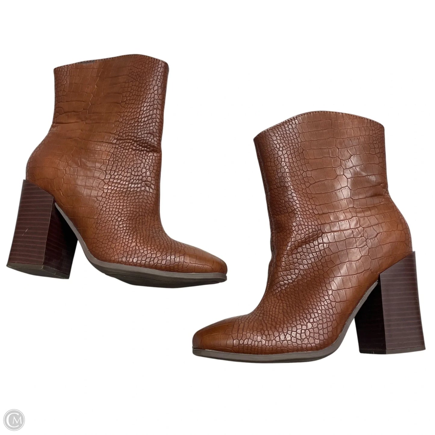 Boots Ankle Heels By Tru Comfort In Brown, Size: 7