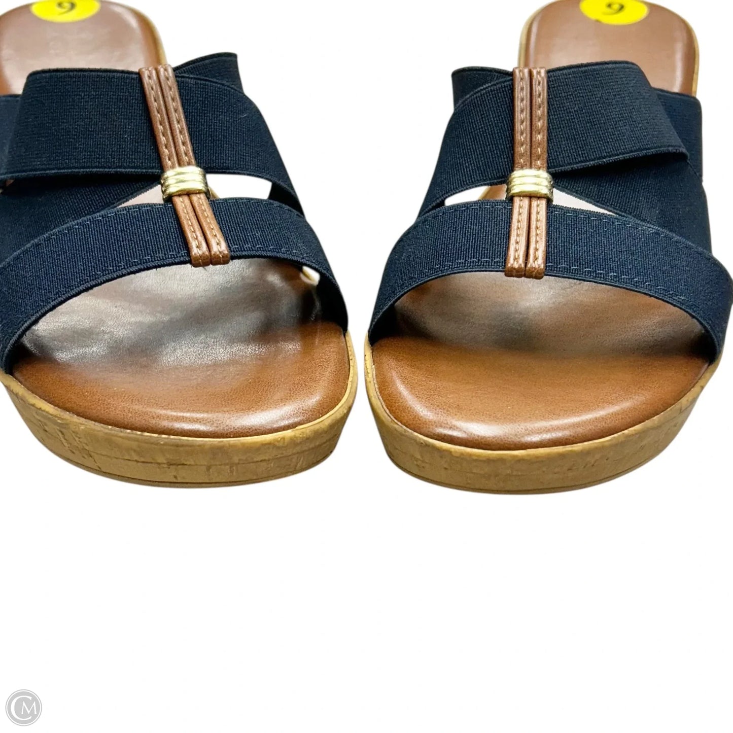 Sandals Heels Wedge By Italian Shoemakers In Navy, Size: 9