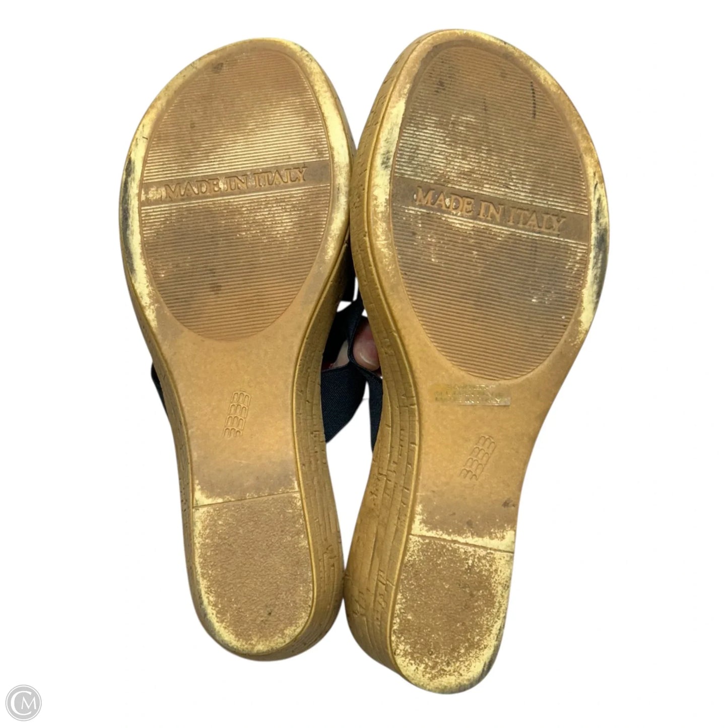 Sandals Heels Wedge By Italian Shoemakers In Navy, Size: 9