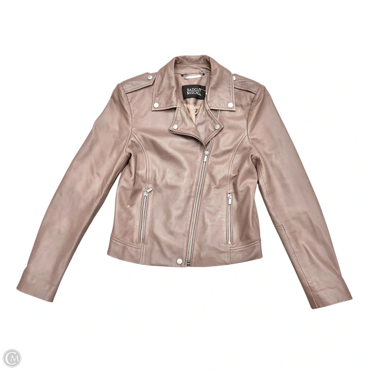 Jacket Moto By Badgley Mischka In Mauve, Size: S