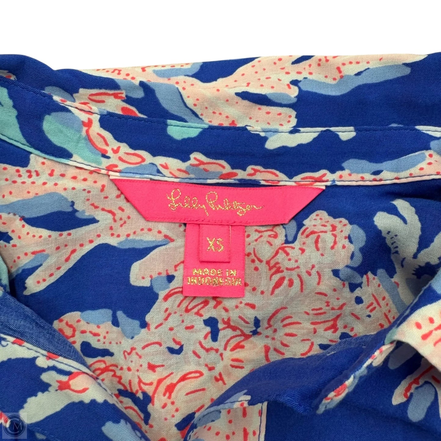Top Long Sleeve Designer By Lilly Pulitzer In Blue Red & White, Size: Xs