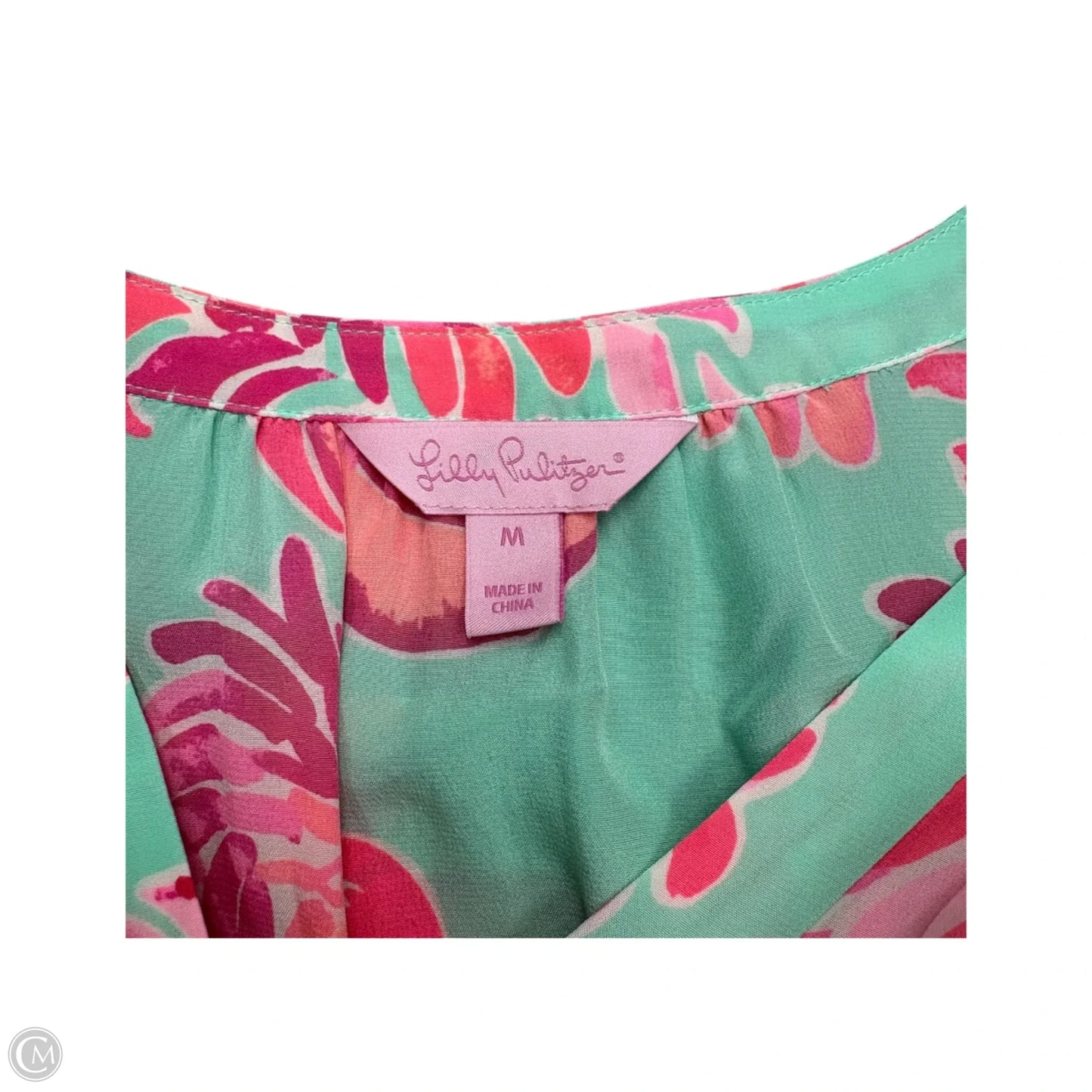 Top Long Sleeve Designer By Lilly Pulitzer In Green & Pink, Size: M
