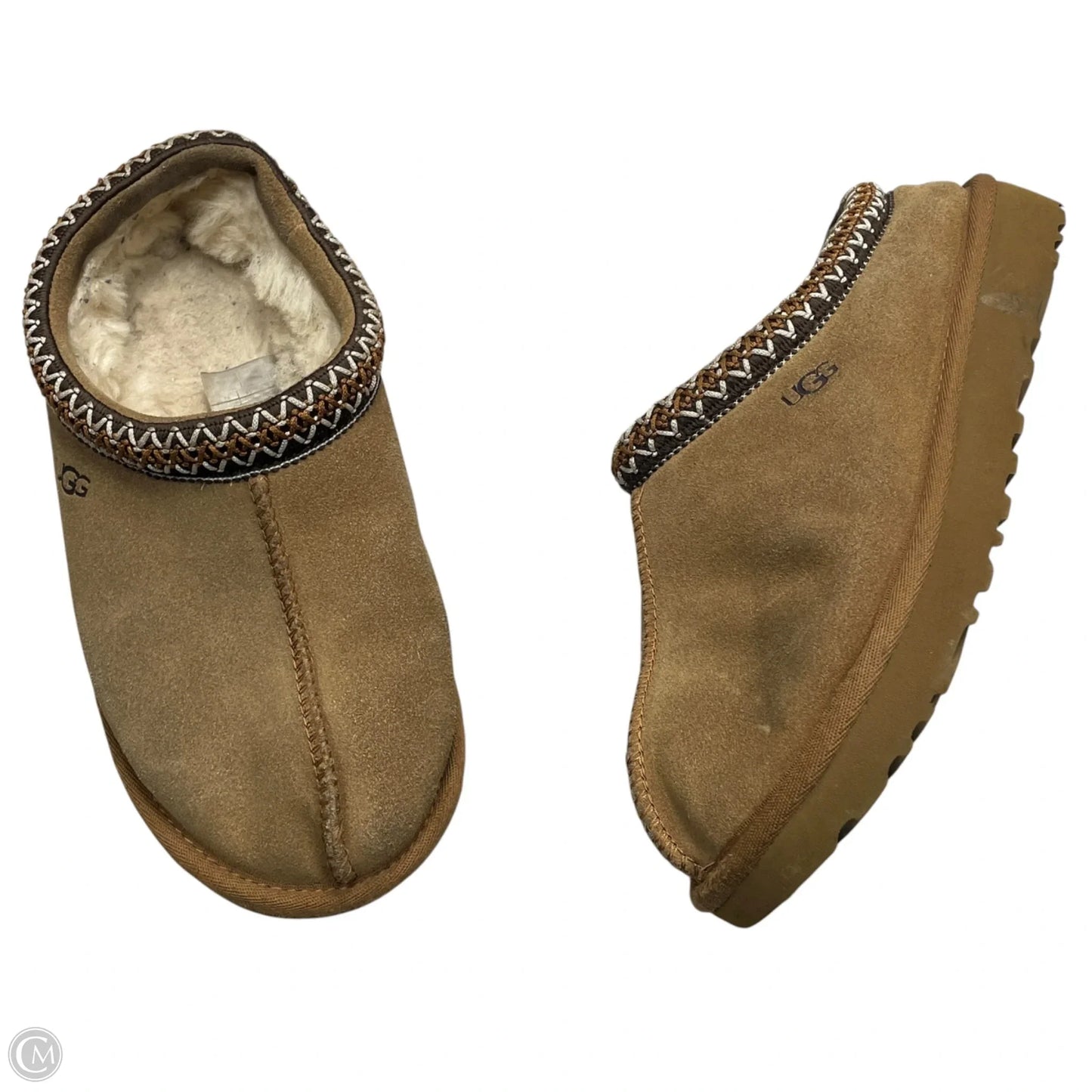 Slippers Designer By Ugg In Tan, Size: 7