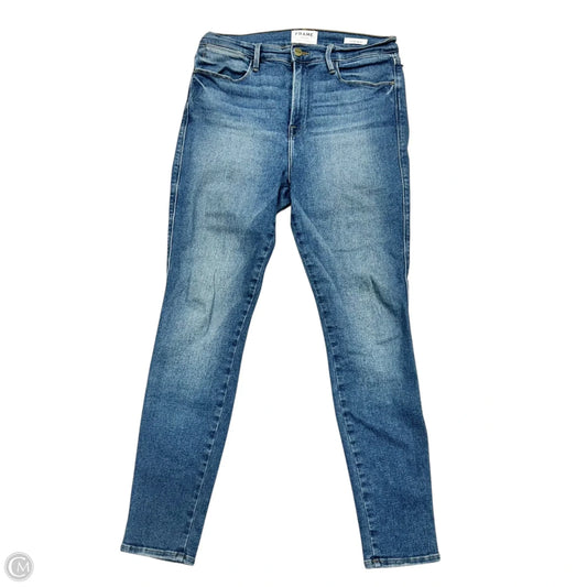 Jeans Skinny By Frame In Blue Denim, Size: 12