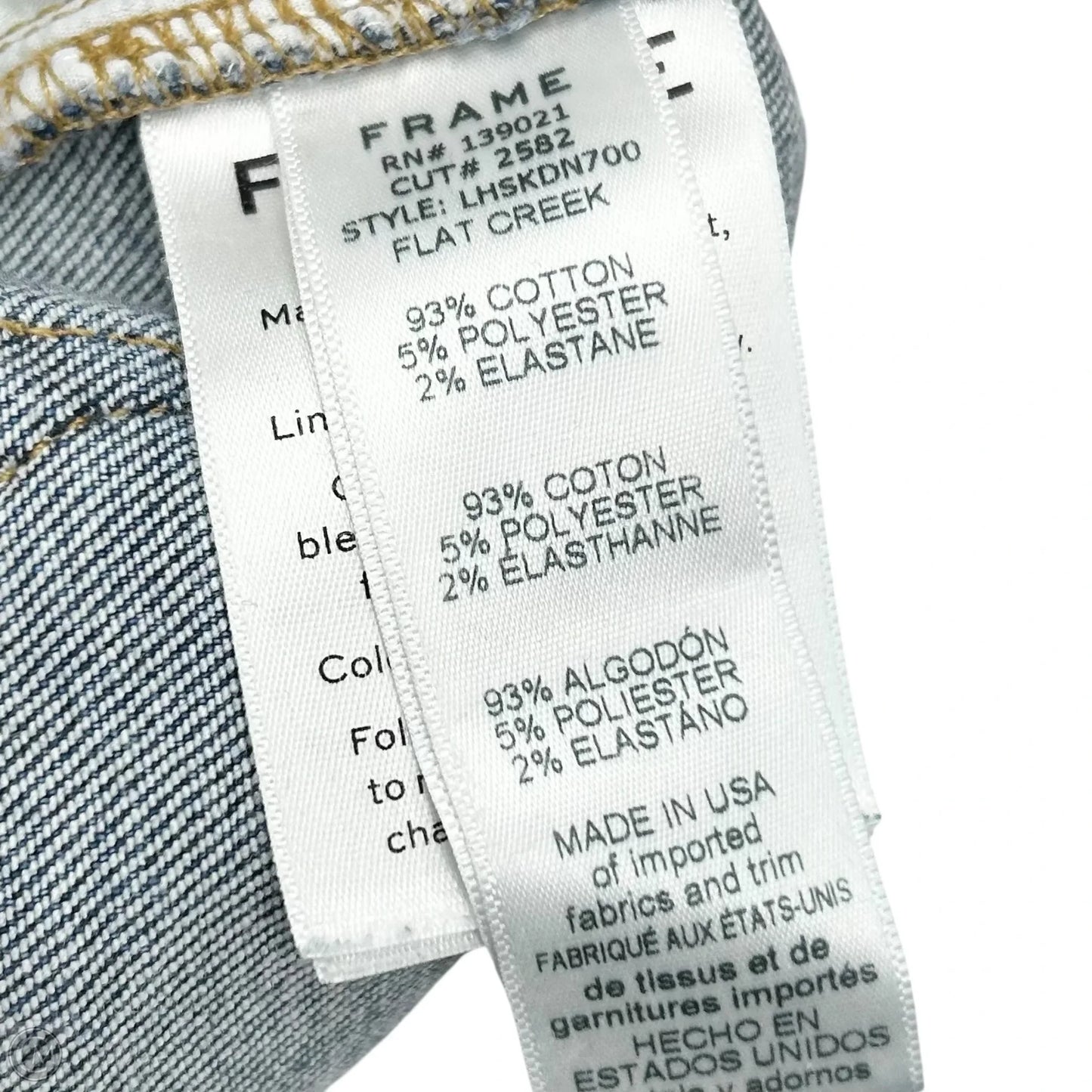 Jeans Skinny By Frame In Blue Denim, Size: 12