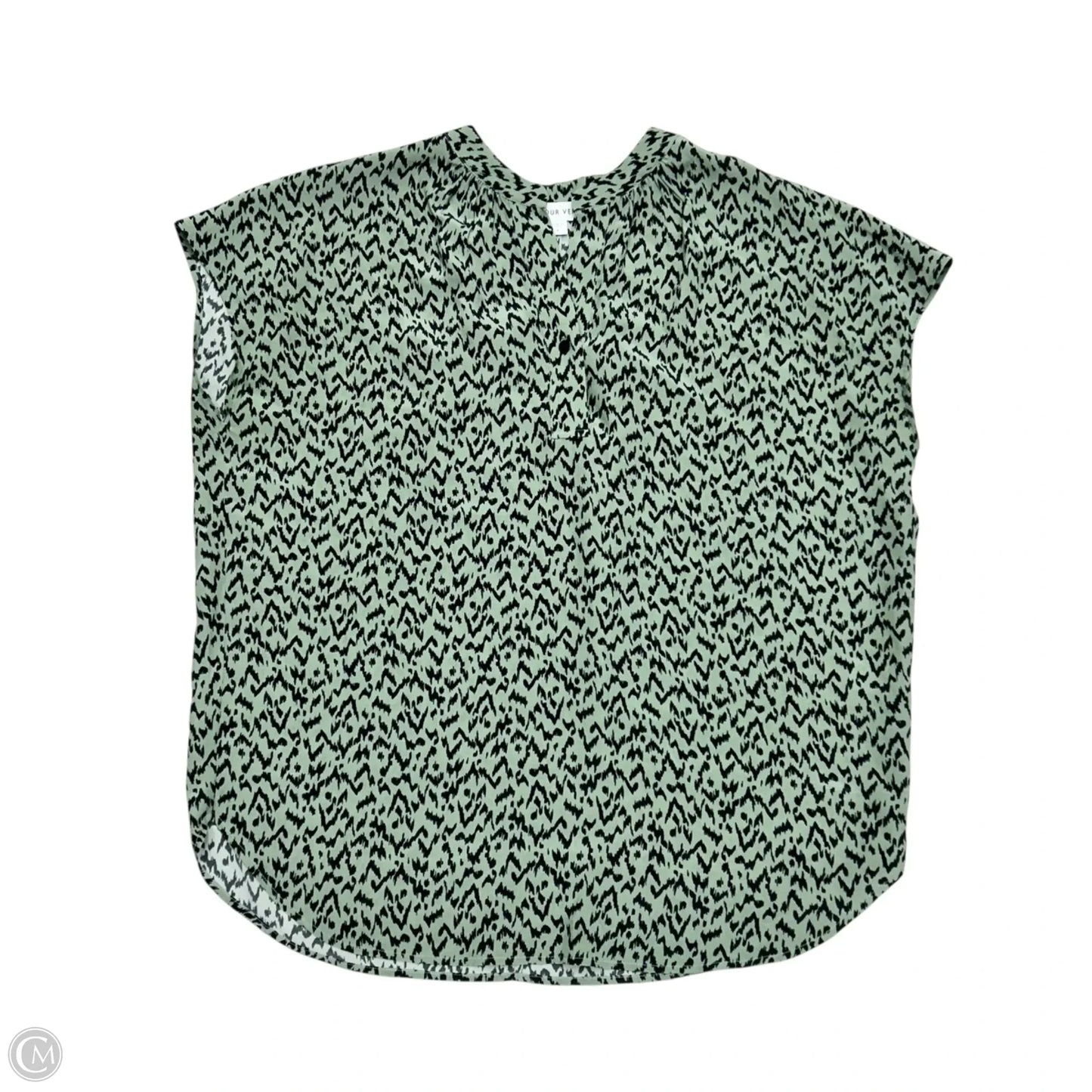 Top Short Sleeve By Amour Vert In Black & Green, Size: L