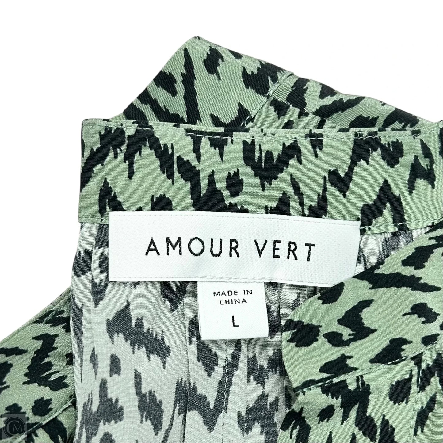 Top Short Sleeve By Amour Vert In Black & Green, Size: L
