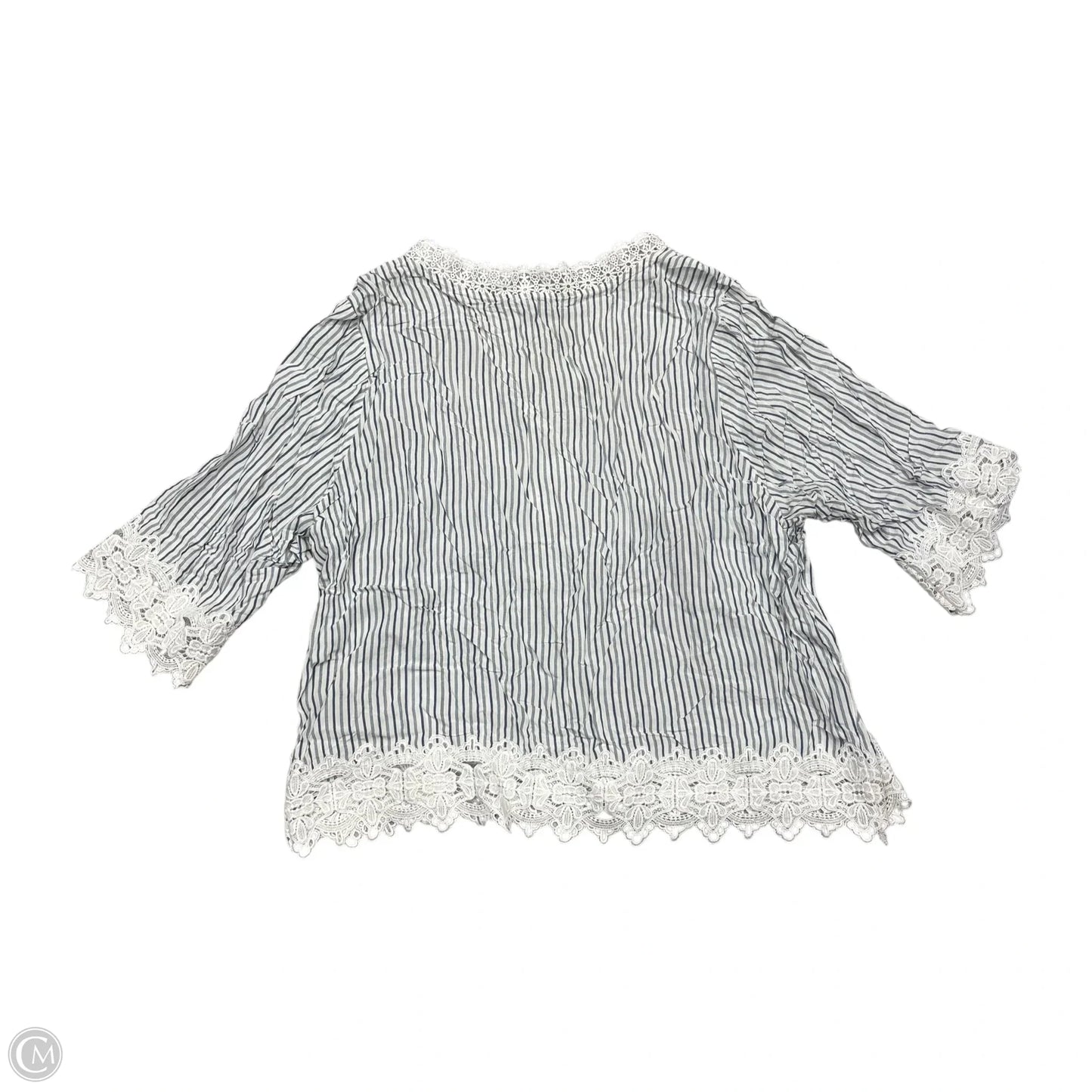 Top Sleeveless By Chelsea And Theodore In Blue & White, Size: 3x