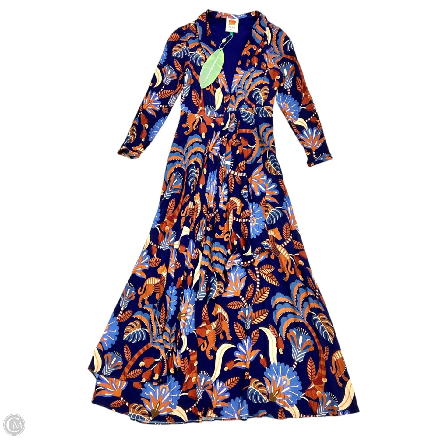 Dress Casual Maxi By Farm Rio In Blue & Brown, Size: Xs