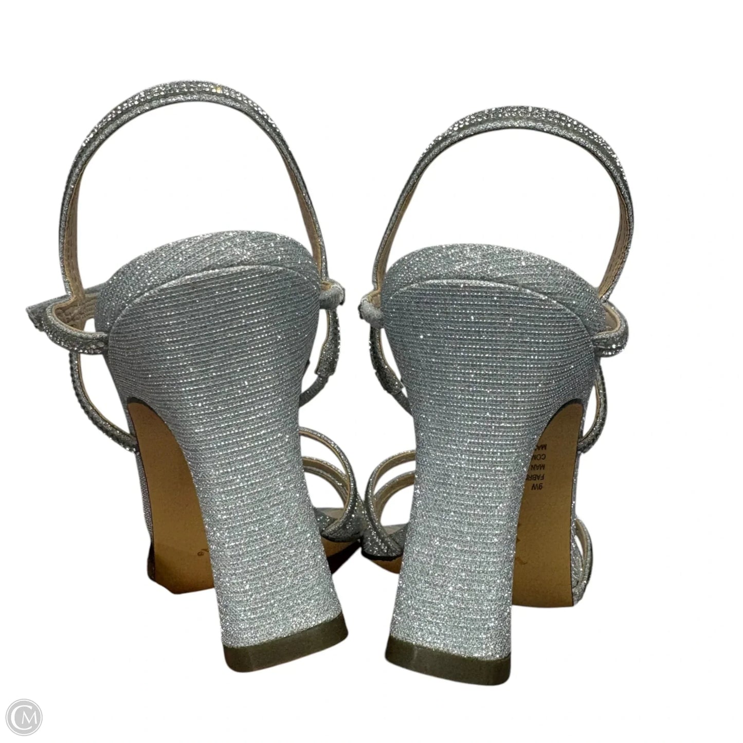 Sandals Heels Kitten By Nina In Silver, Size: 9