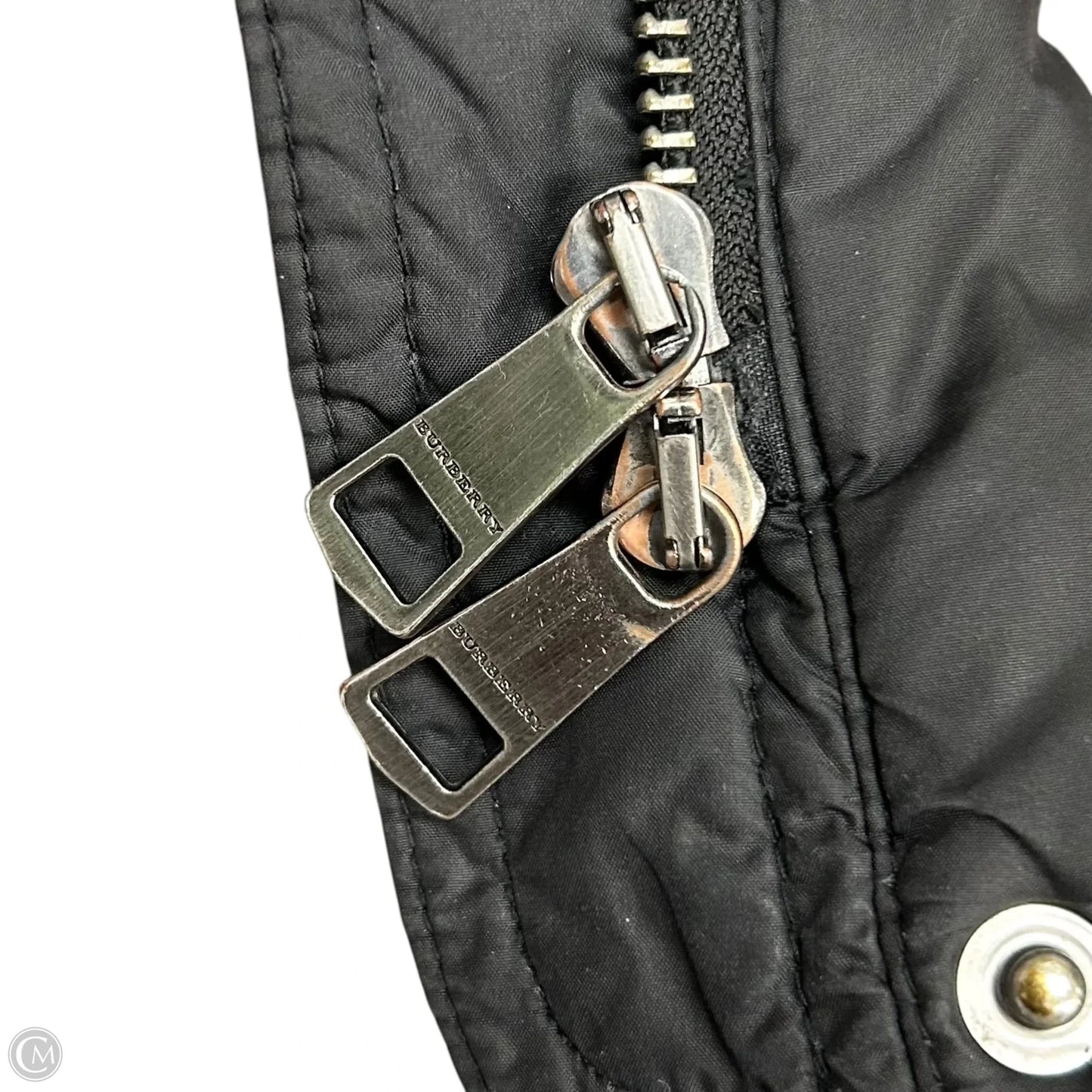 Coat Luxury Designer By Burberry In Black, Size: M