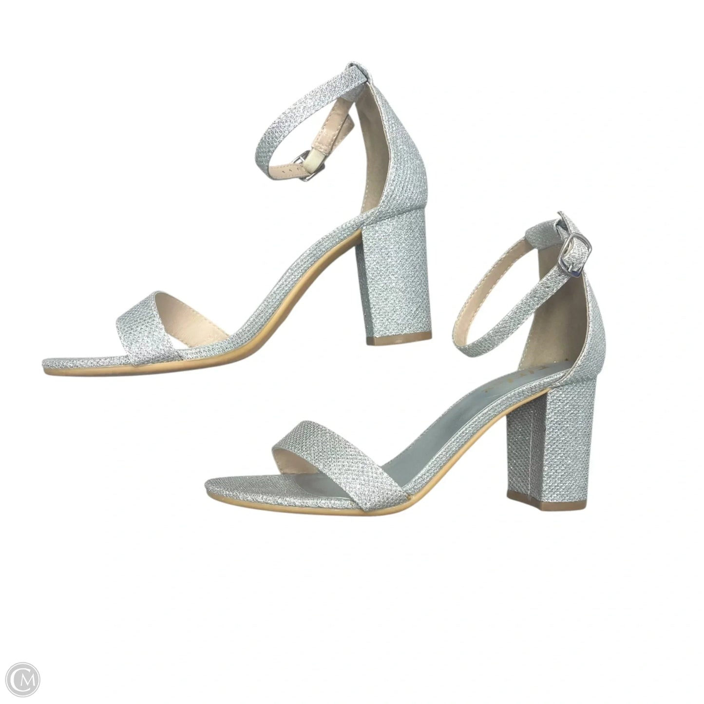 Sandals Heels Block By Elelax In Silver, Size: 5