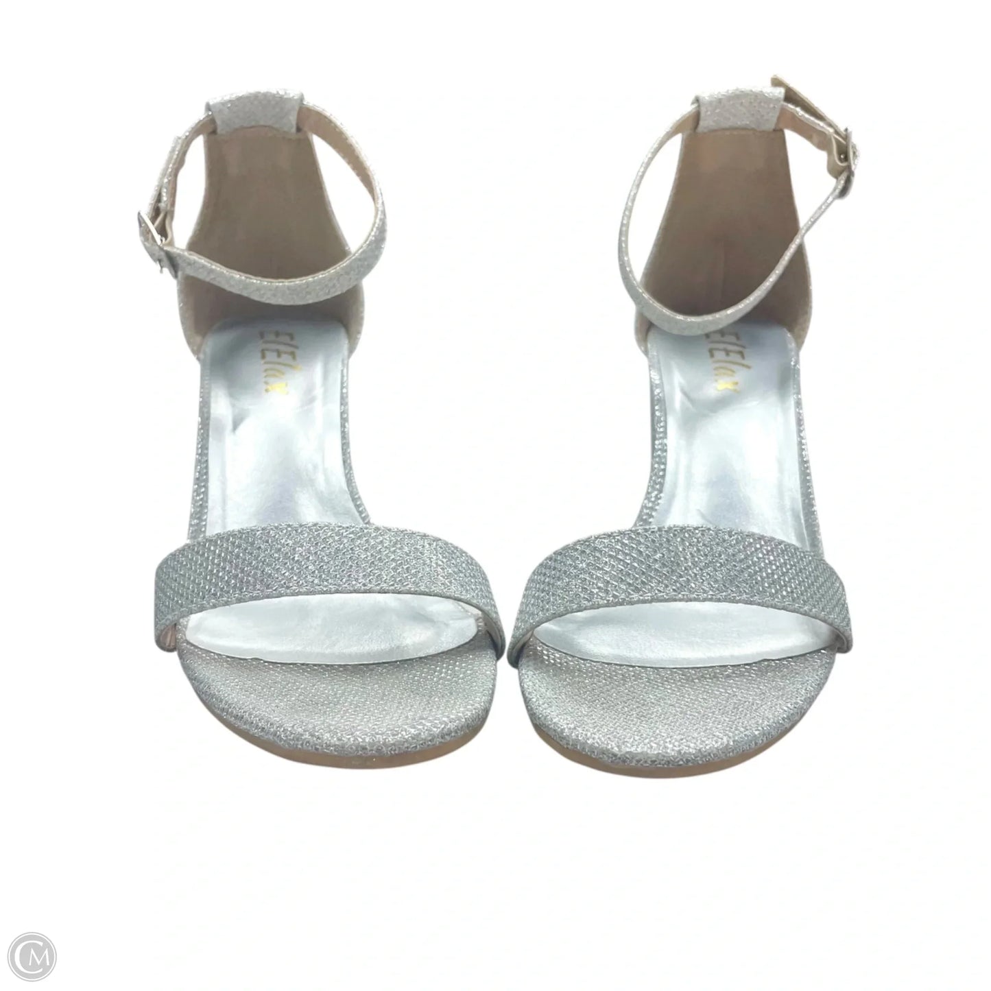 Sandals Heels Block By Elelax In Silver, Size: 5