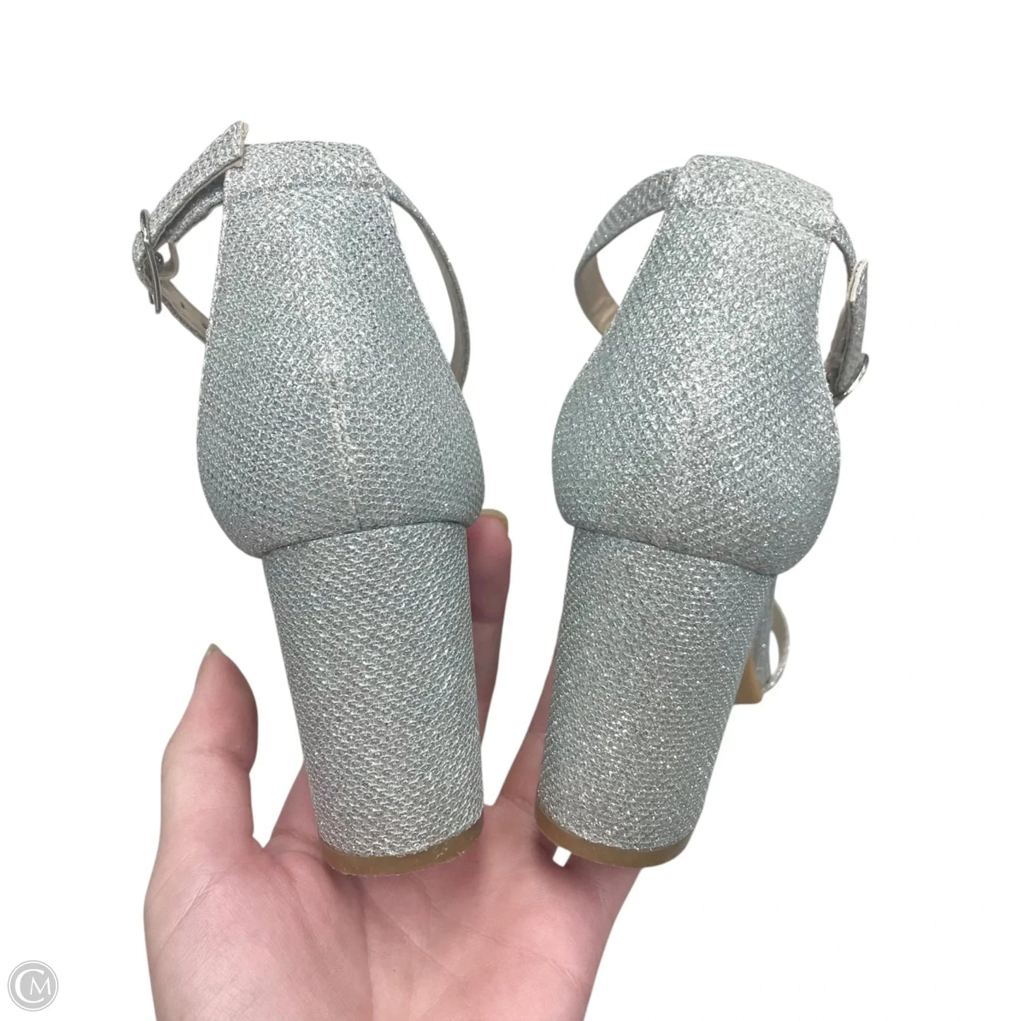 Sandals Heels Block By Elelax In Silver, Size: 5