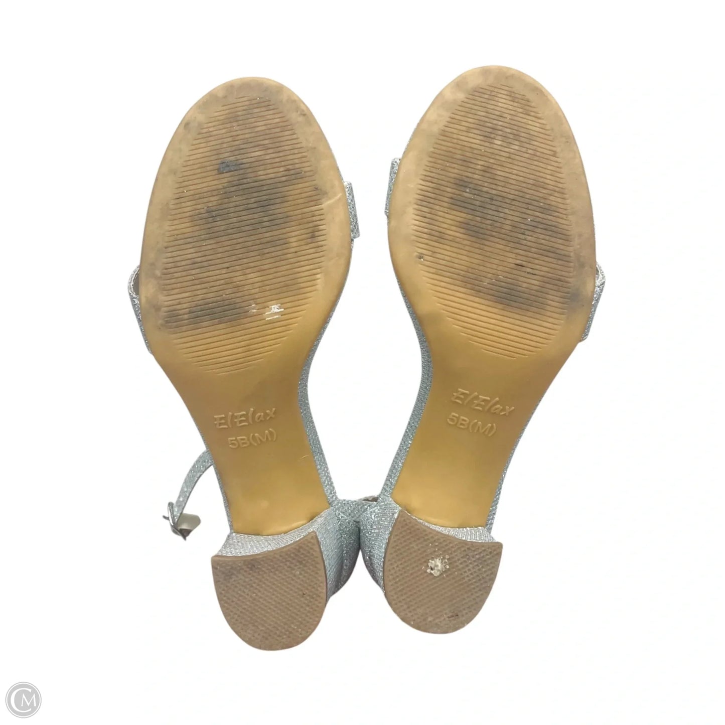 Sandals Heels Block By Elelax In Silver, Size: 5