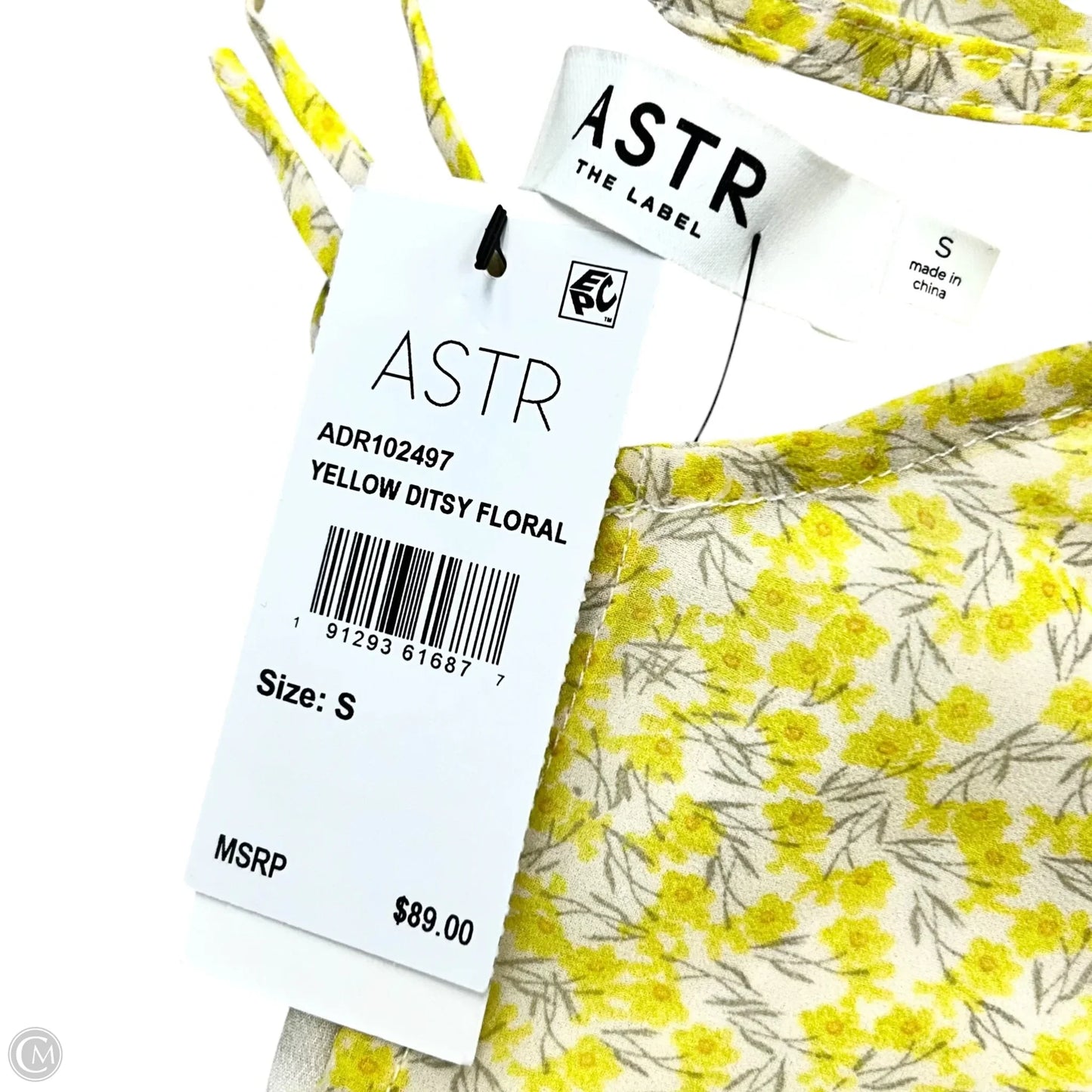 Dress Casual Short By Astr The Label In White & Yellow, Size: S