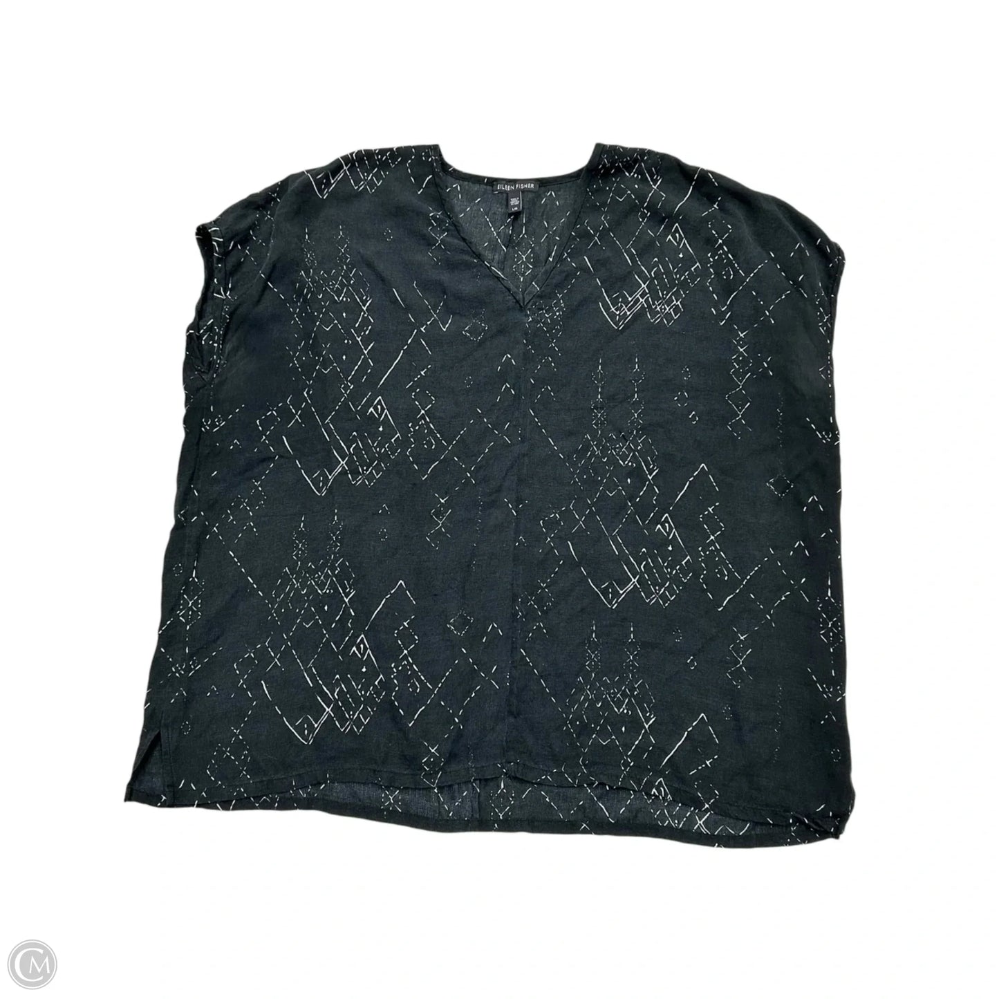 Top Short Sleeve By Eileen Fisher In Black & White, Size: L