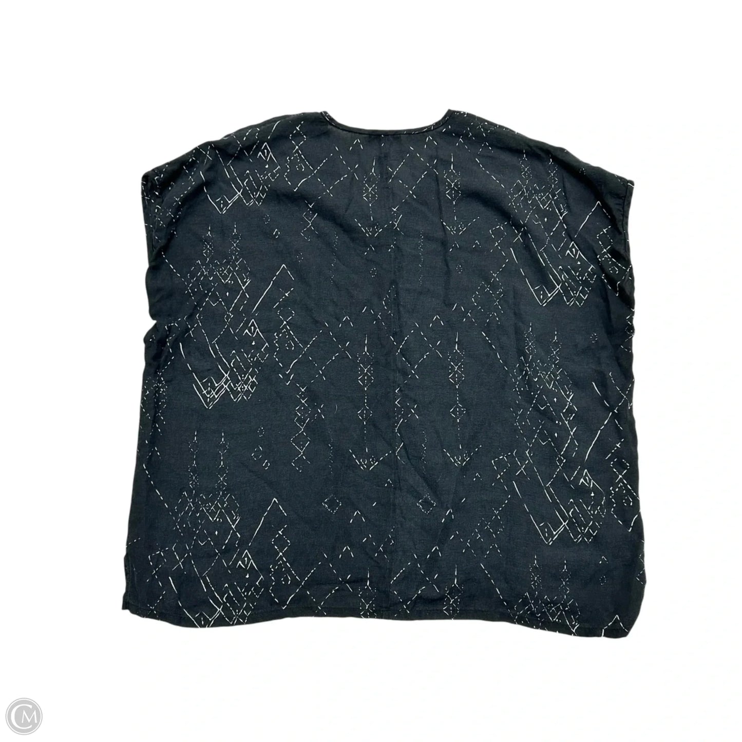 Top Short Sleeve By Eileen Fisher In Black & White, Size: L