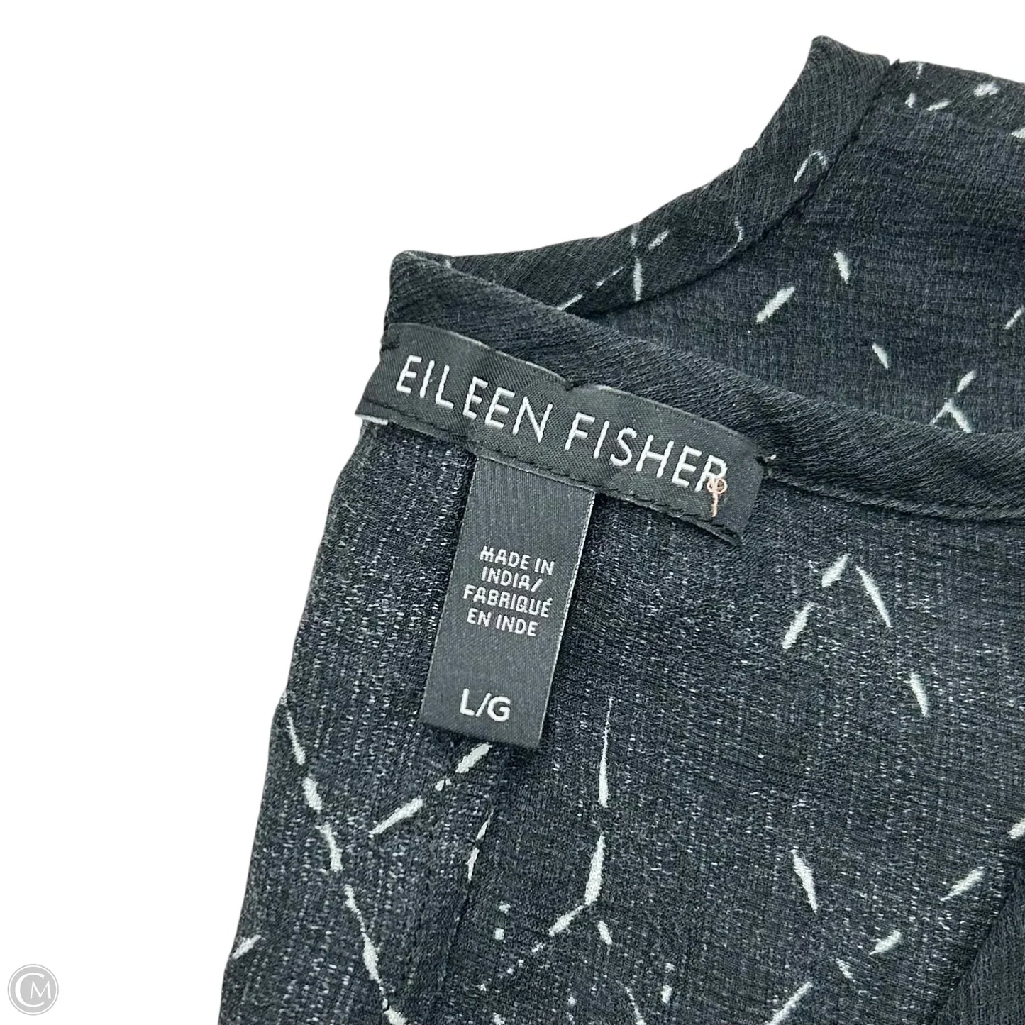 Top Short Sleeve By Eileen Fisher In Black & White, Size: L