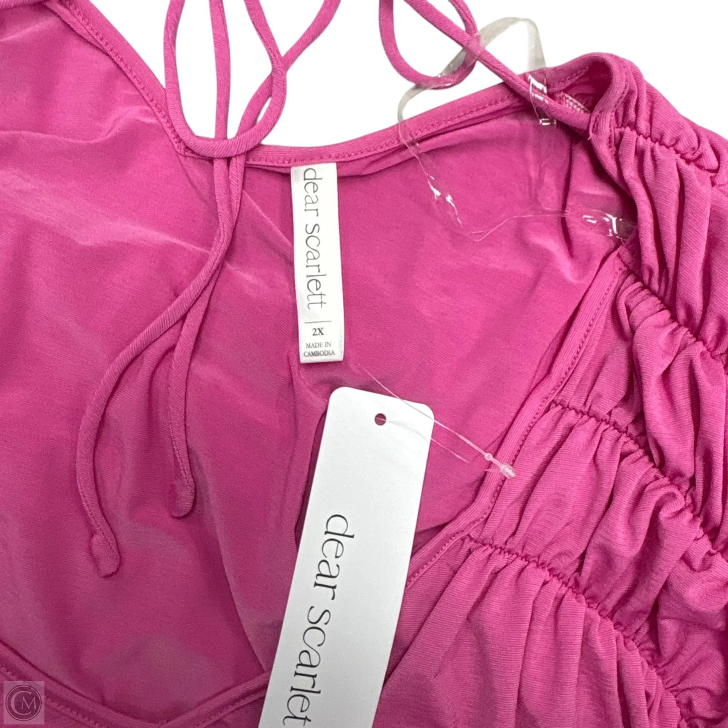 Top Short Sleeve By Dear Scarlett In Pink, Size: 2x