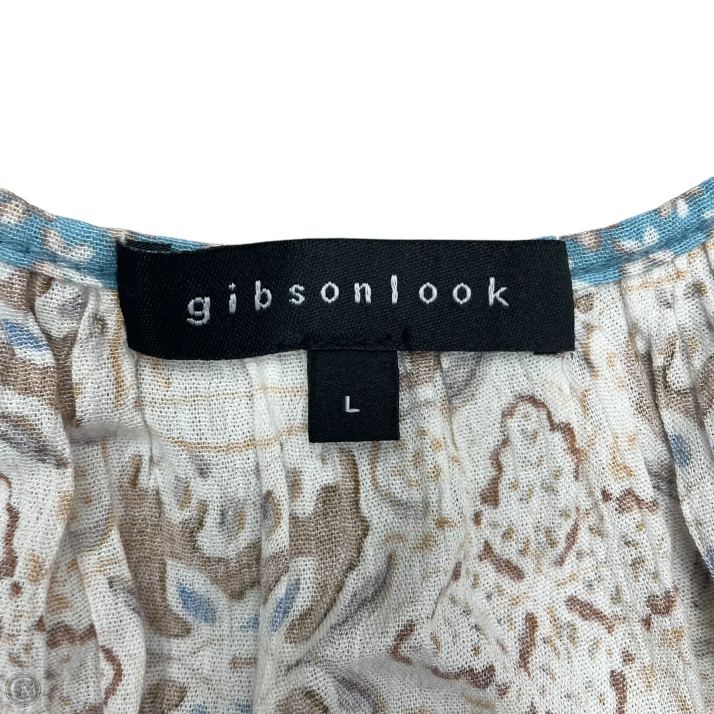 Dress Casual Short By Gibson Look In Blue & Tan, Size: L