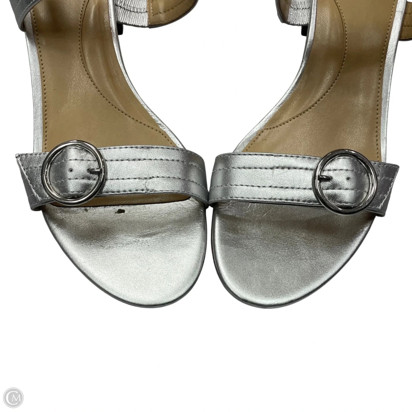 Sandals Heels Block By Talbots In Silver & Tan, Size: 10