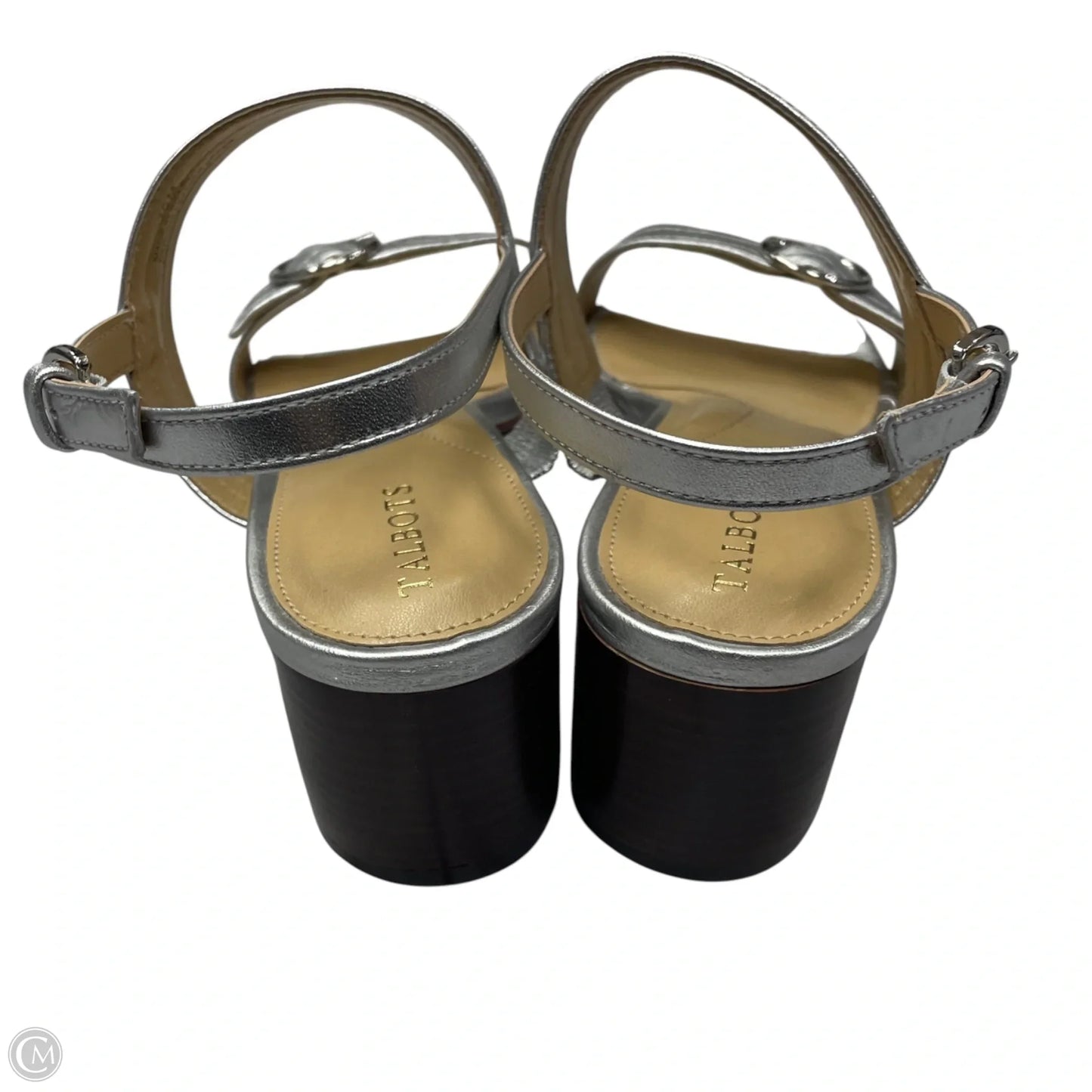 Sandals Heels Block By Talbots In Silver & Tan, Size: 10
