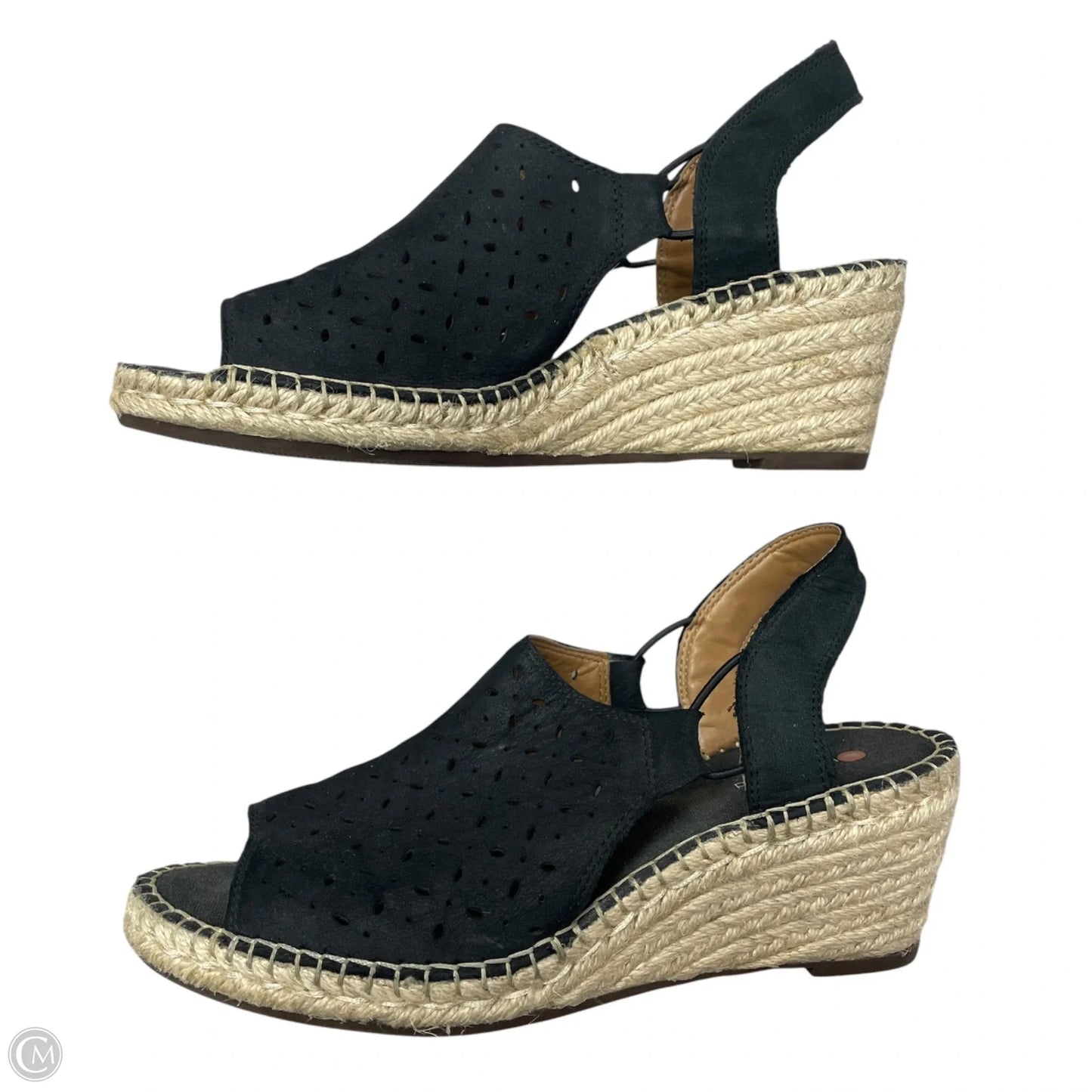 Sandals Heels Wedge By Clarks In Black, Size: 7