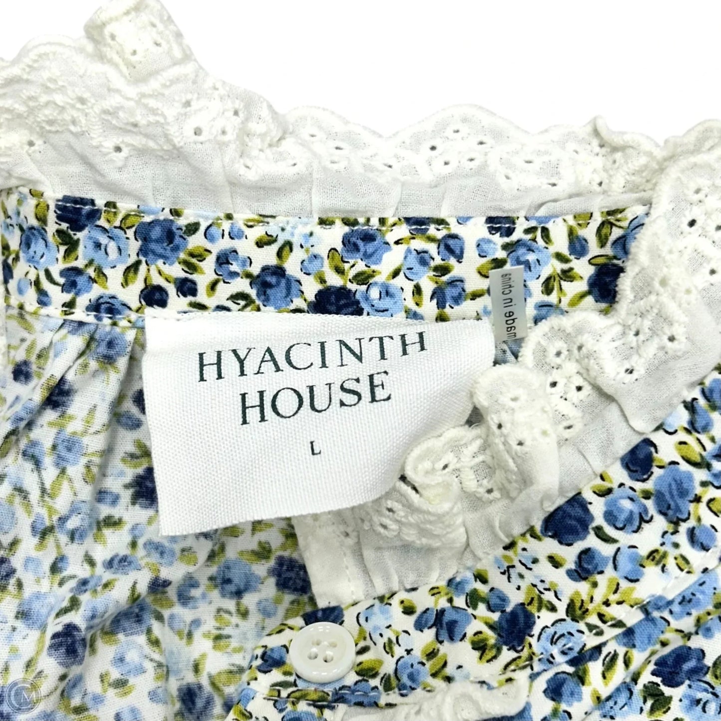 Top Long Sleeve By Hyacinth House In Blue & White, Size: L