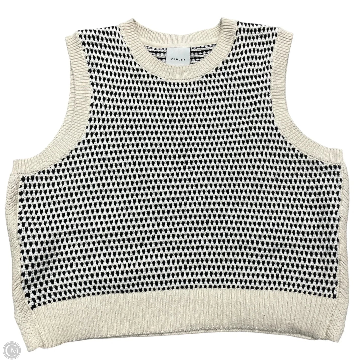 Sweater Short Sleeve By Varley In Black & Cream, Size: L