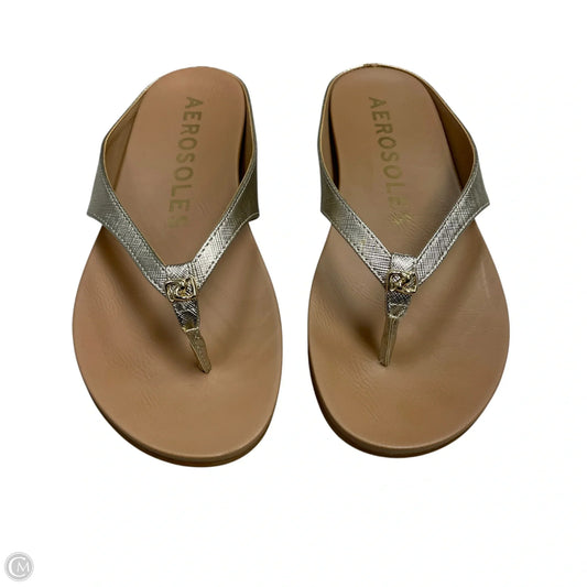 Sandals Flip Flops By Aerosoles In Gold, Size: 7.5