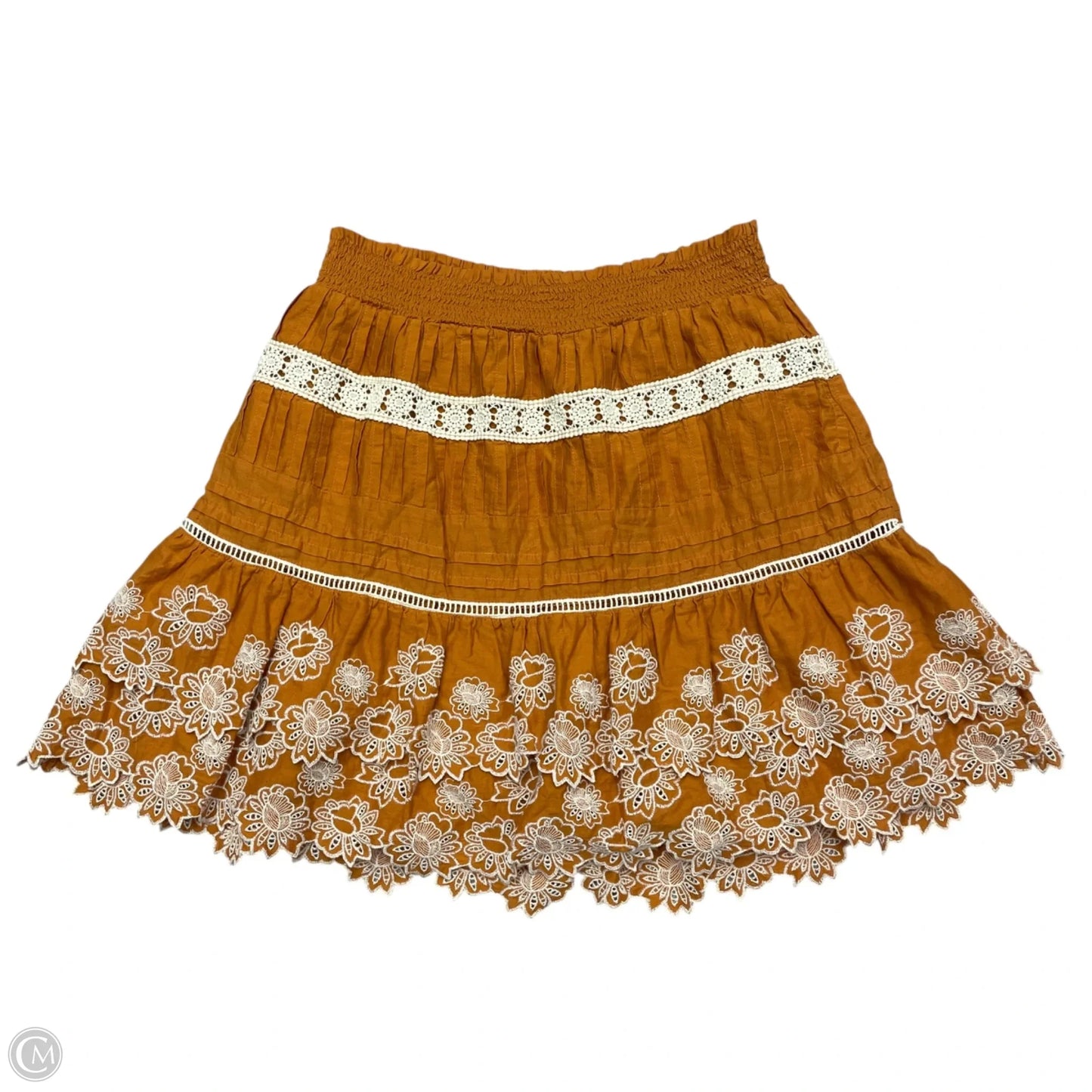 Skirt Mini & Short By Anthropologie In Orange & White, Size: L