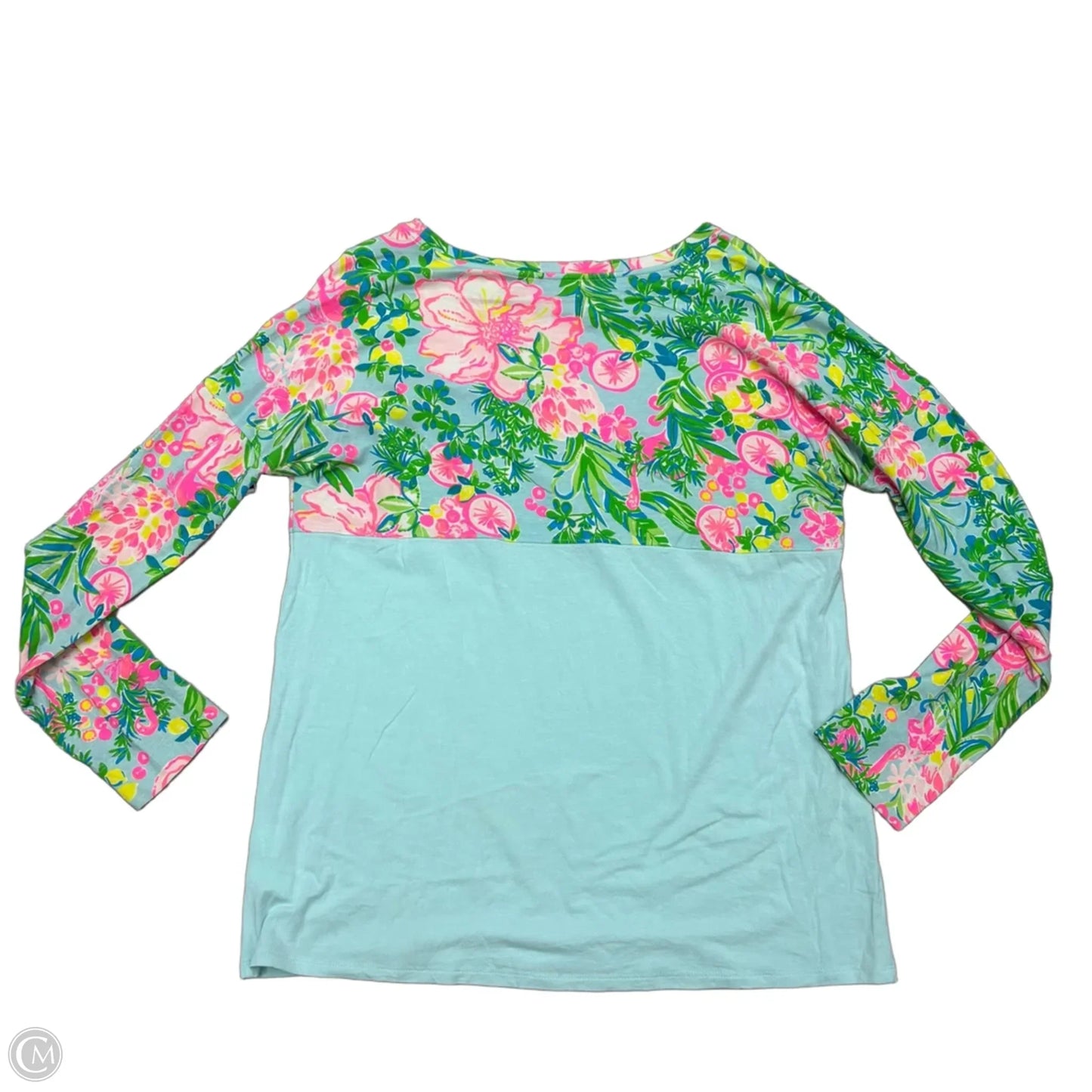 Top Long Sleeve Designer By Lilly Pulitzer In Blue & Pink, Size: M