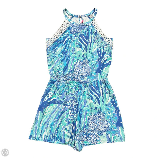Romper Designer By Lilly Pulitzer In Blue & White, Size: L