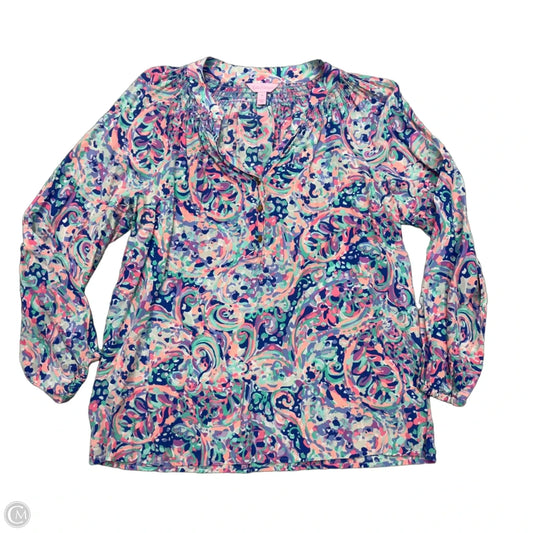 Top Long Sleeve Designer By Lilly Pulitzer In Pink & Purple, Size: M