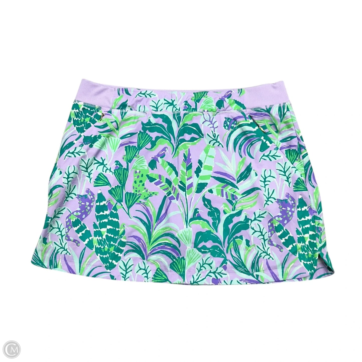 Skort Designer By Lilly Pulitzer In Green & Purple, Size: Xl
