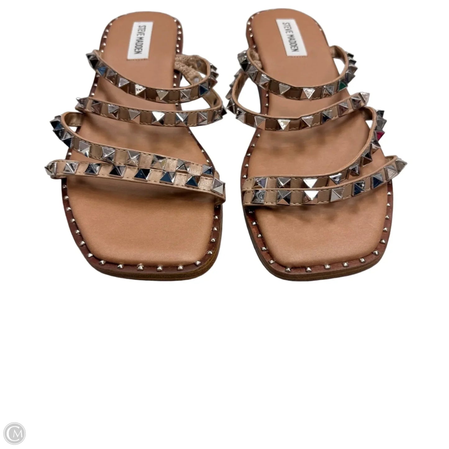 Sandals Flats By Steve Madden In Silver & Tan, Size: 10