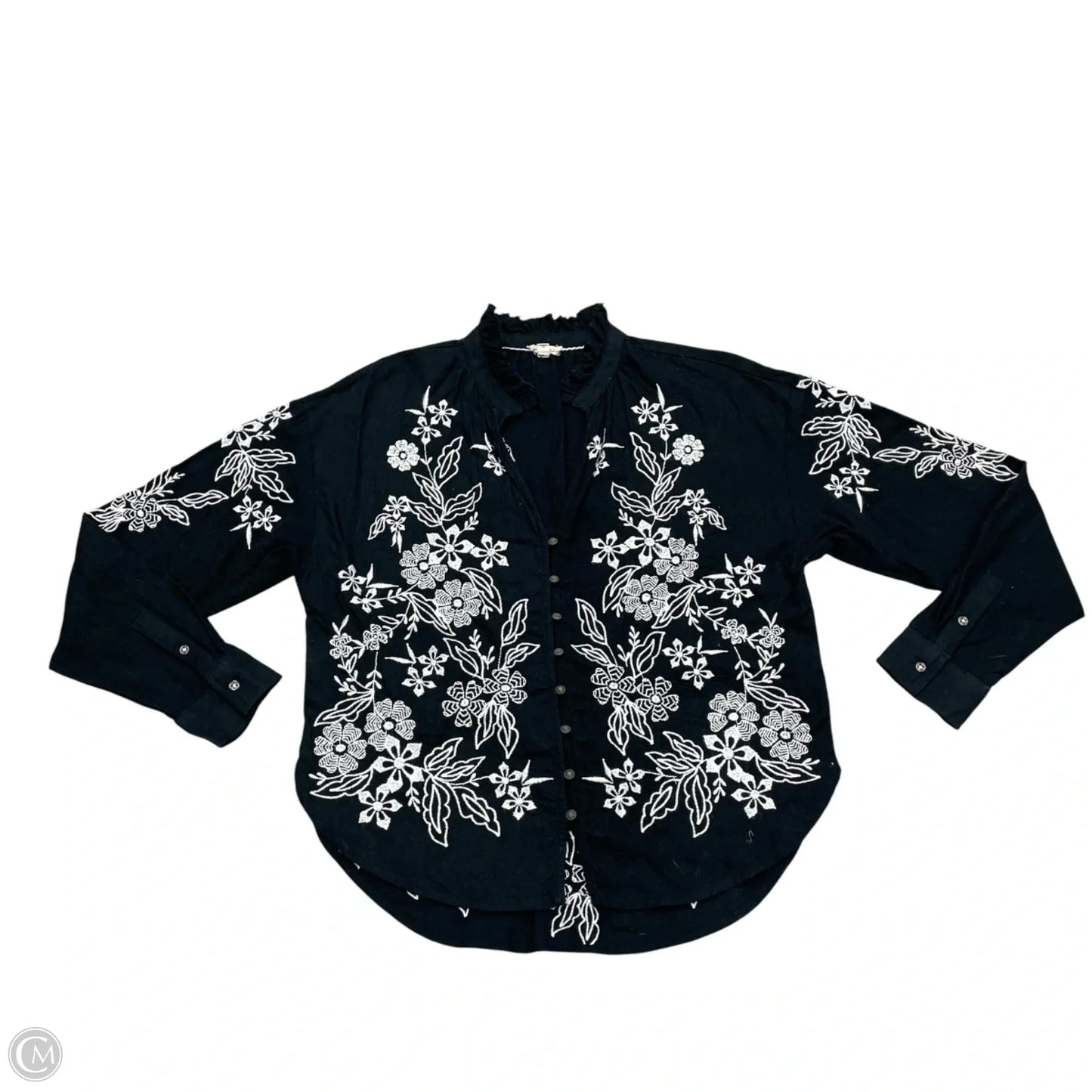 Top Long Sleeve By Pilcro In Black & White, Size: Xxs