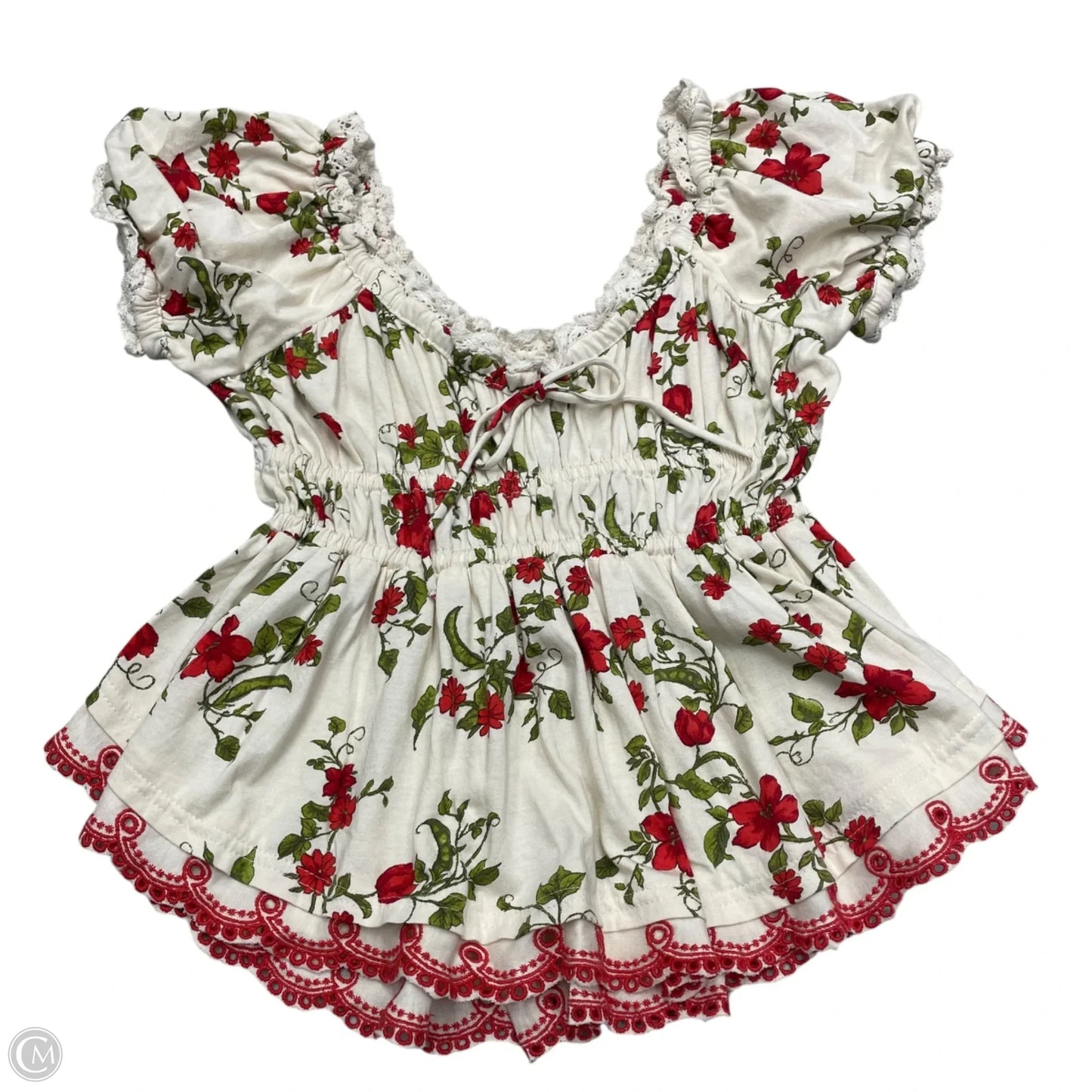 Top Short Sleeve By Maeve In Red & White, Size: Xxs