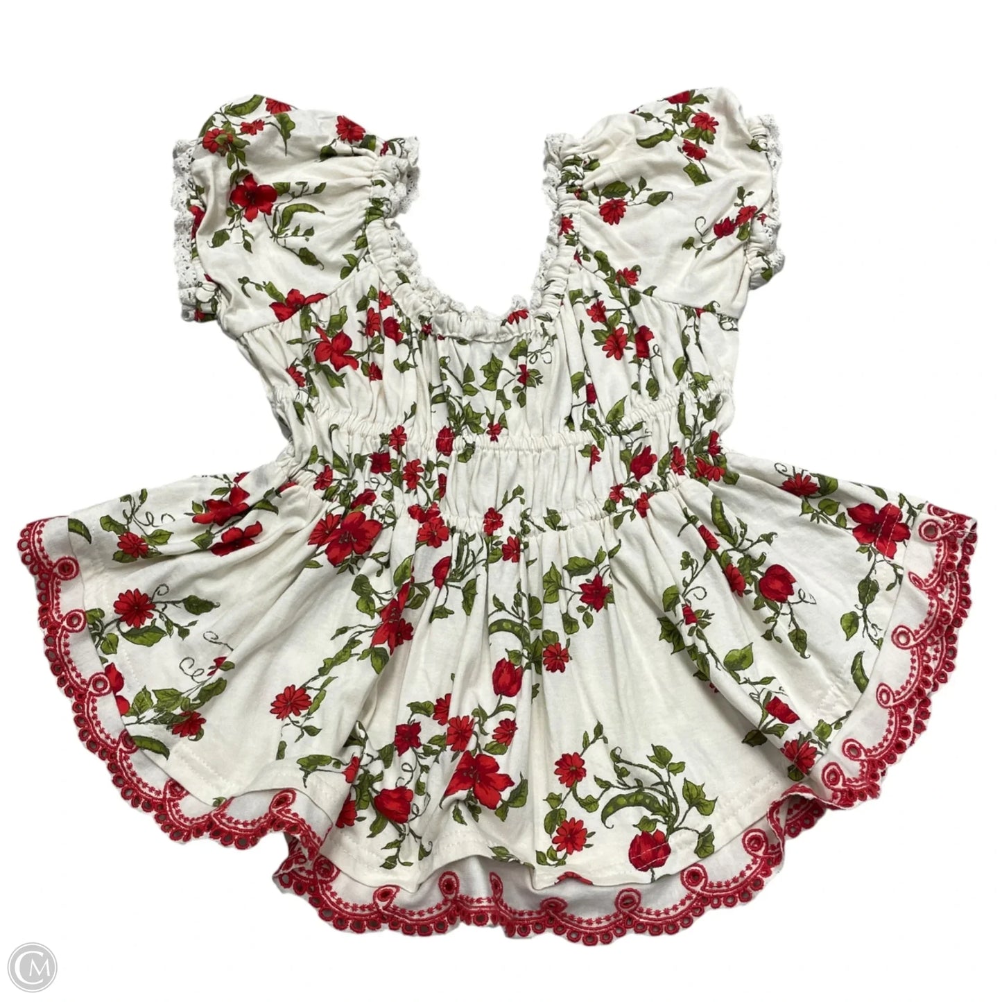Top Short Sleeve By Maeve In Red & White, Size: Xxs